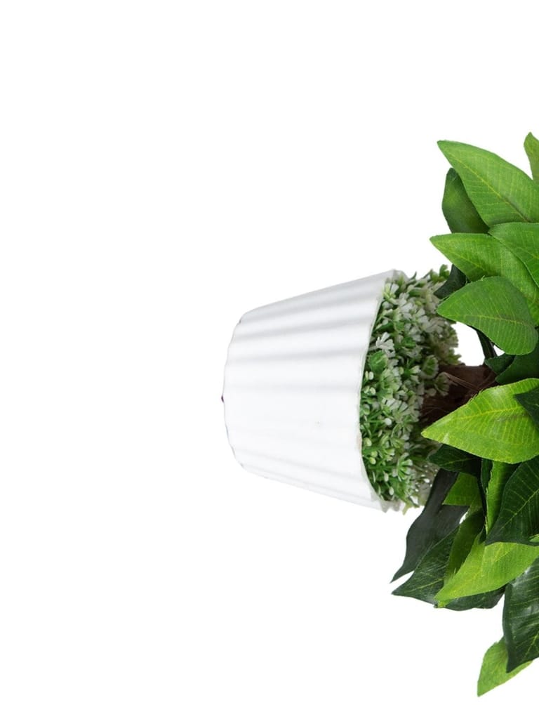 Ciliated Leaves Artificial Flower Vase For Home Décor