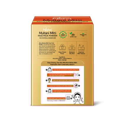 Nisha Multani Mitti Papaya Face Pack Powder 100g, Fuller’s Earth Powder, Natural Oil Control, Acne & Tan Removal