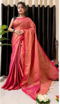 Beautiful Tissue Saree With Blouse Piece For Women