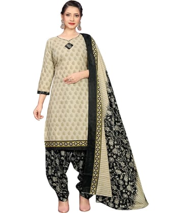 Rajnandini Women Cotton Blend Printed Straight Kurti With Patiala Salwar ( Beige )