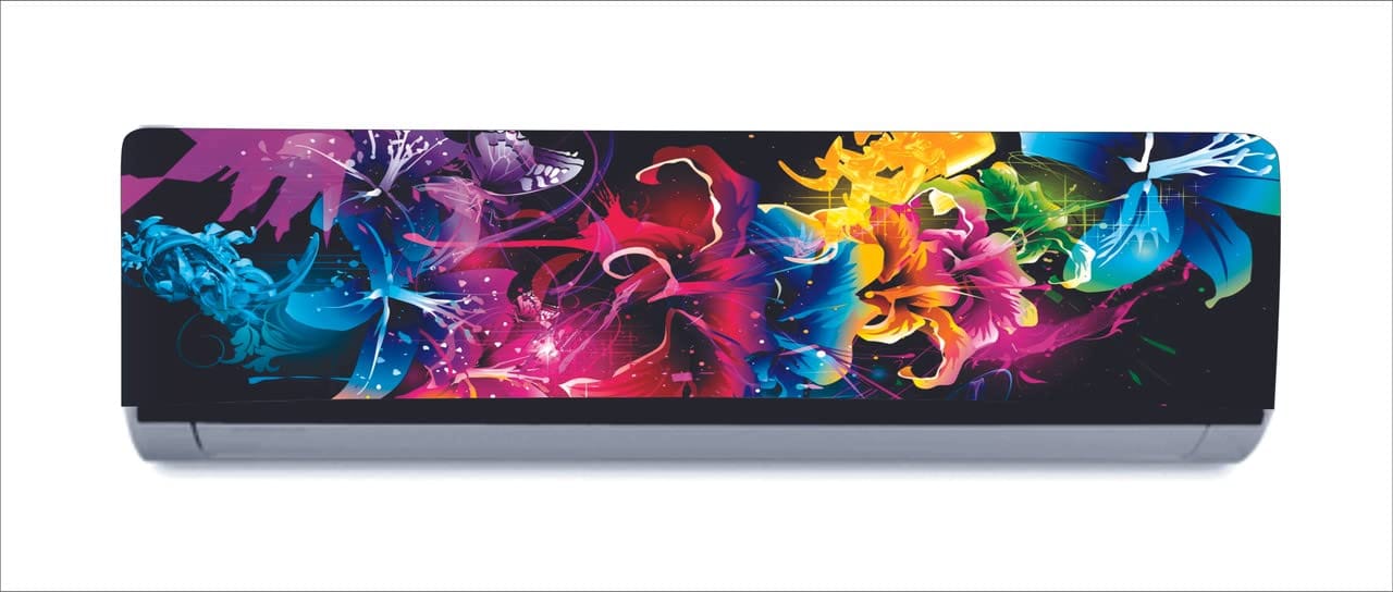 DreamKraft Decorative Beautiful Flowers Leaves AC Sticker (Multicolor PVC Vinyl, 30cm X 91cm)