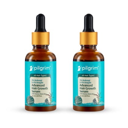 Pilgrim Redensyl 3% + Anagain 4% + 5% Capilia Stem Advanced Hair Growth Serum - 50 ml (Pack of 2) With Rosemary, Controls Hair Fall, Stimulates Hair Growth, Increase Hair Density | For Women & Men Pilgrim Redensyl 3% + Anagain 4% + 5% Capilia Stem Advanc
