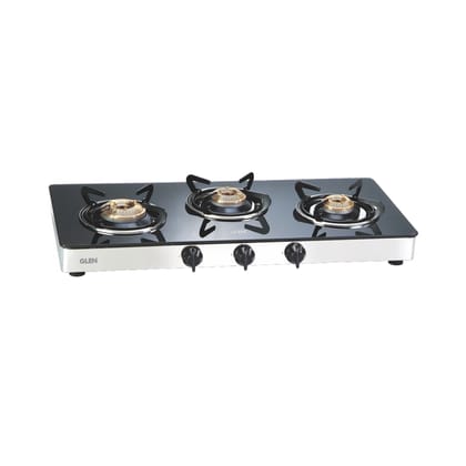 3 Burner LPG Glass Gas Stove with Brass Burner (CT1031GTBB)
