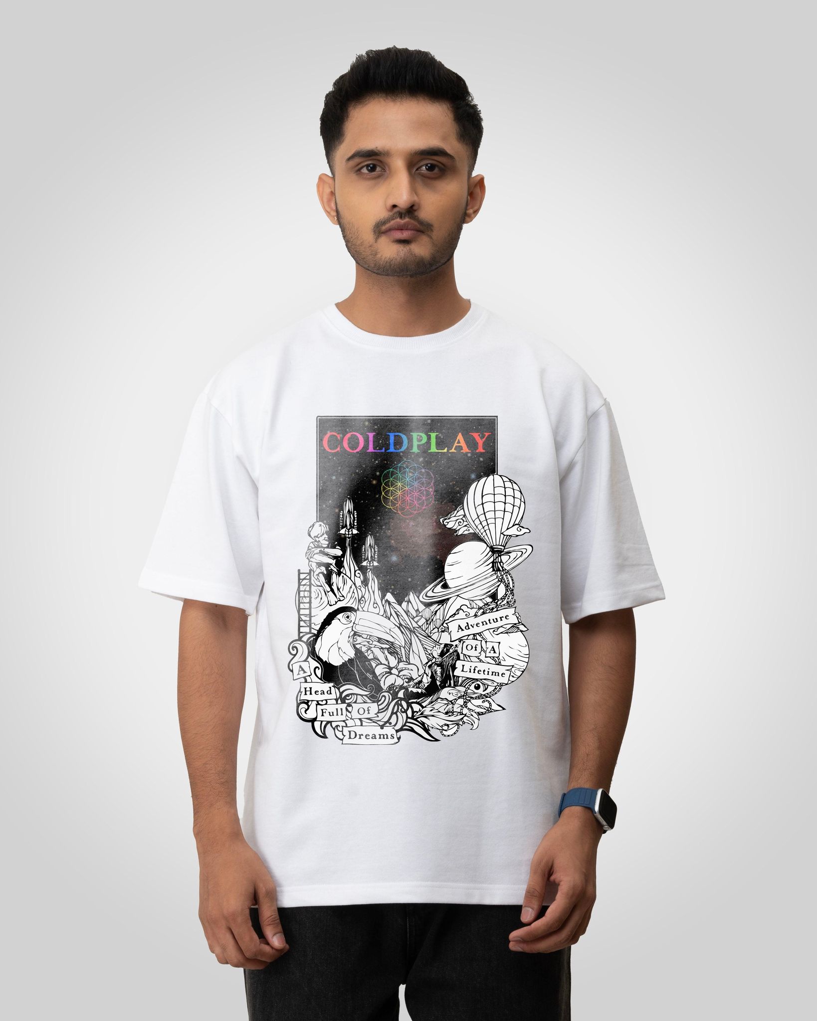 Coldplay paradise-02 Unisex t-shirt oversized t-shirt-White / S