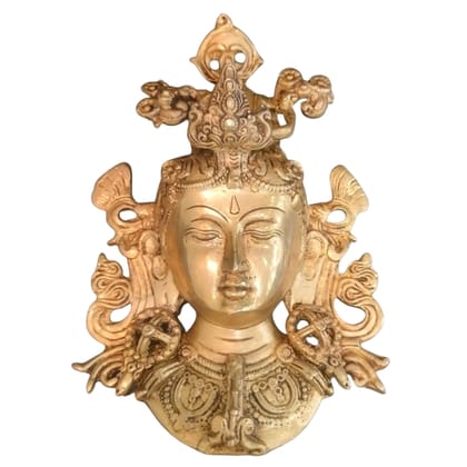 Brass Tara Devi Face Idol – Artistic Goddess Tara Brass Decorative Murti, Height : 8.5 Inch (BSMAS1811 C)