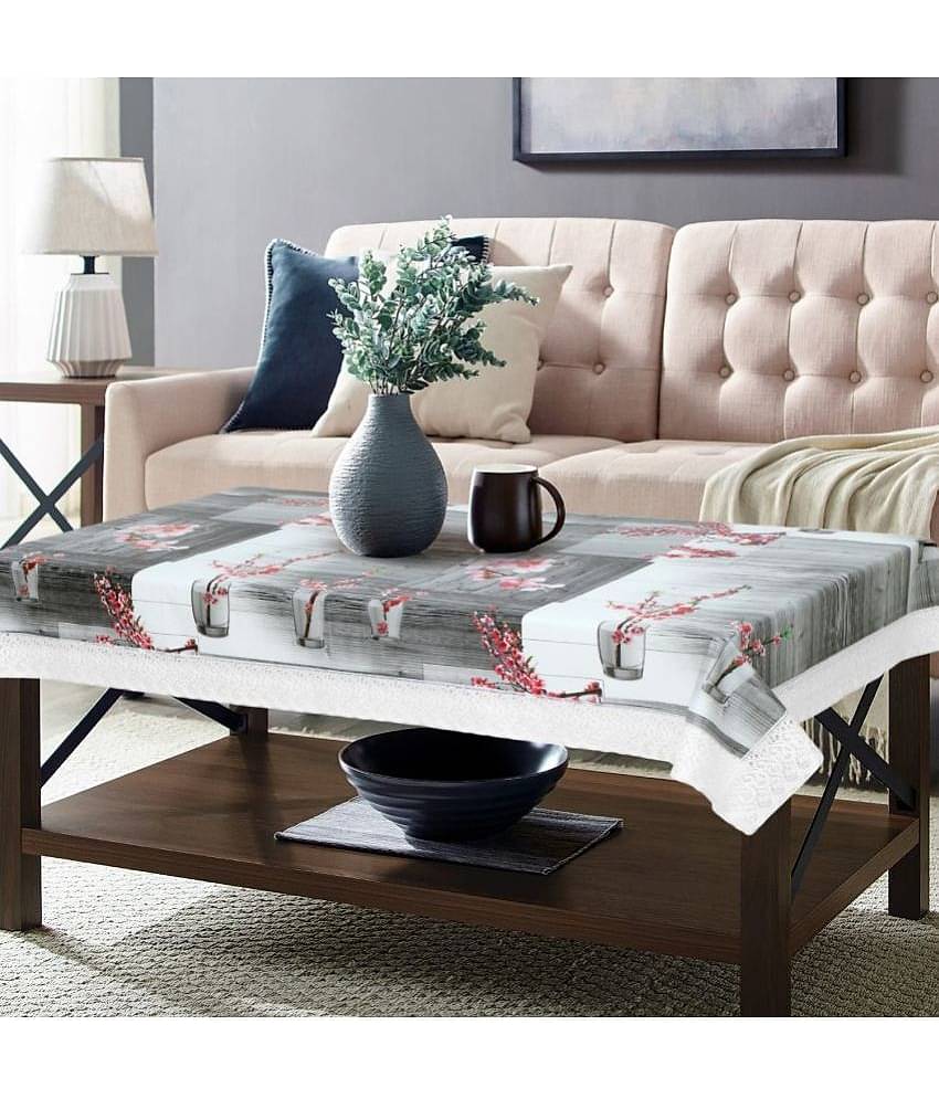 Printed PVC 4 Seater Rectangle Table Cover ( 152 x 92 ) cm Pack of 1 Gray
