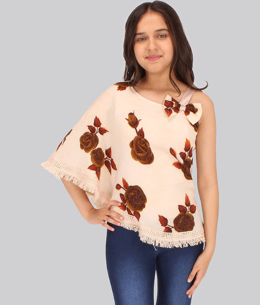 Cutecumber Pack of 1 Girls Georgette Top ( Beige )