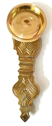Gold Brass Kapoor Holder & Camphor Burner For Pooja