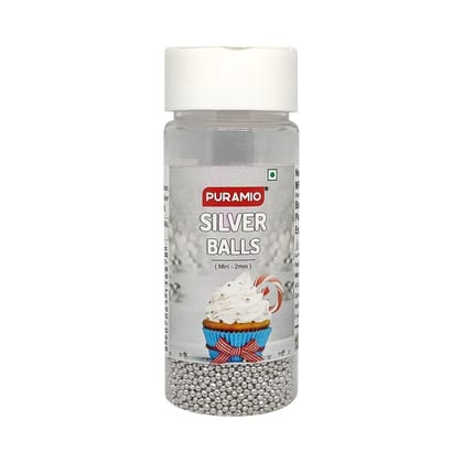 Puramio Silver Balls (2mm) for Cake Decoration, 50 gm