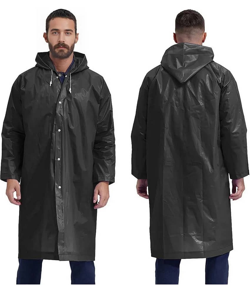 Infispace Black PVC Men's Long Raincoat ( Pack of 1 )