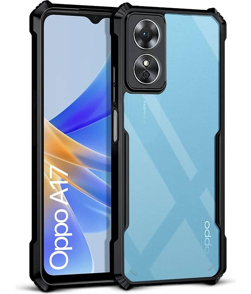 BEING STYLISH - Black Silicon Defender Series Covers Compatible For Oppo A17 ( Pack of 1 )
