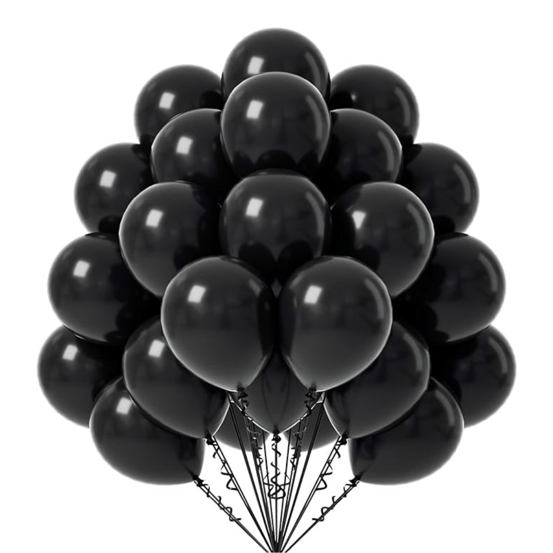 Wanna Party Chrome Black Balloons 12 inches - Pack of 10