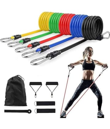 Resistance Exercise Toning Tube Bands Set 11 Pcs- Home,Gym,Stretching-Men-Women Resistance Tube, Pack of 1