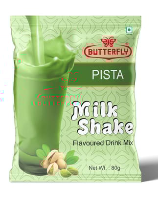 Butterfly Milk Shake 80G Pouch (Pista)  by Butterfly Dessert Mixes and Bakery Needs.