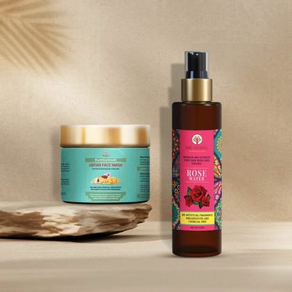 Kumkumadi Ubtan Face Wash & Natural Rose Water Combo-in