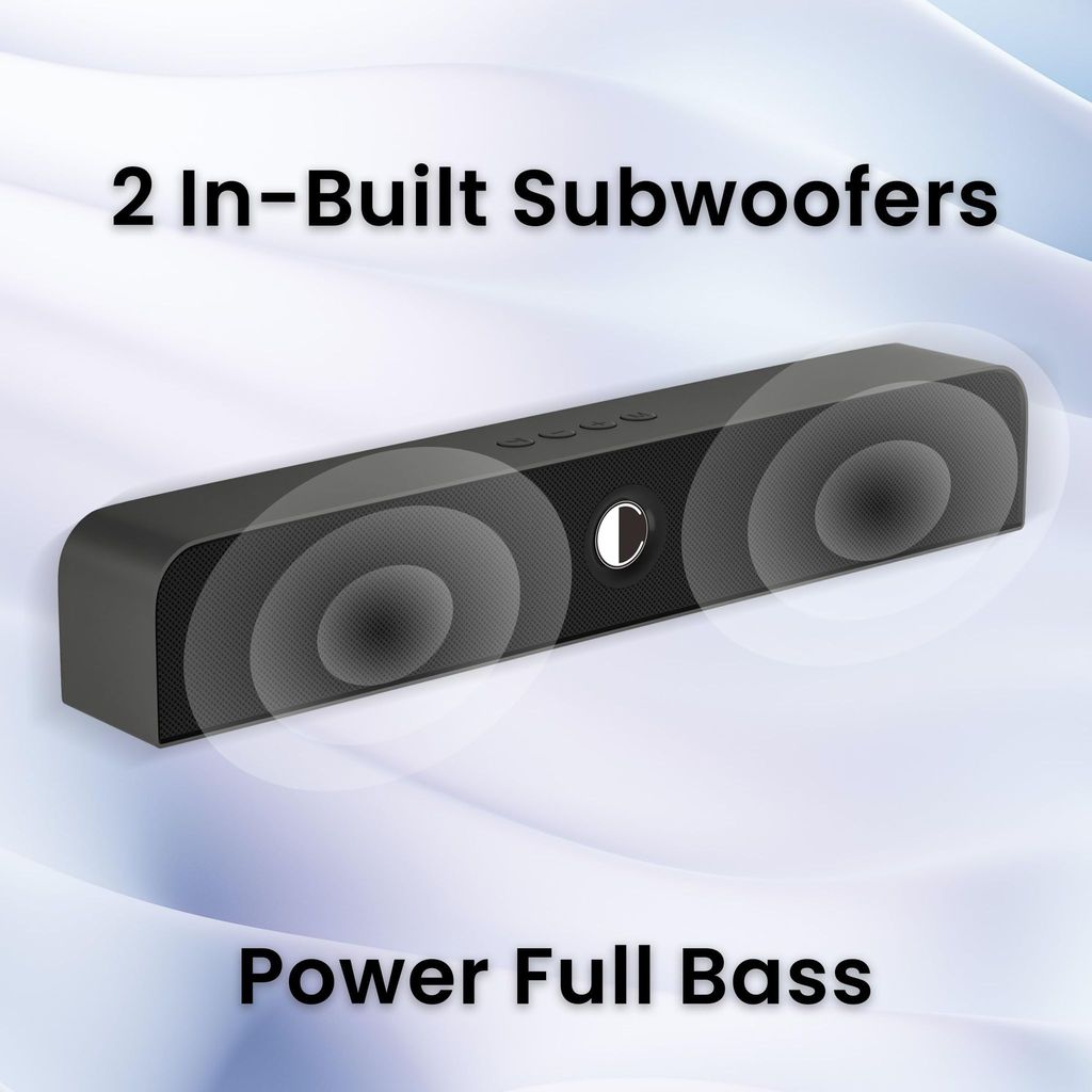 CELLECOR CLB10 20W Bluetooth Soundbar with 3D Surround Sound |Bluetooth 5.2v | FM Radio | Multiple Connectivity | Black
