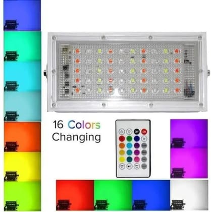 SPARKWORLD (Pack of 2) RGB Multi-Color LED Flood Lights with Remote Control Waterproof Outdoor Decorative Light | Colour: Multicolor (Pack of 2)