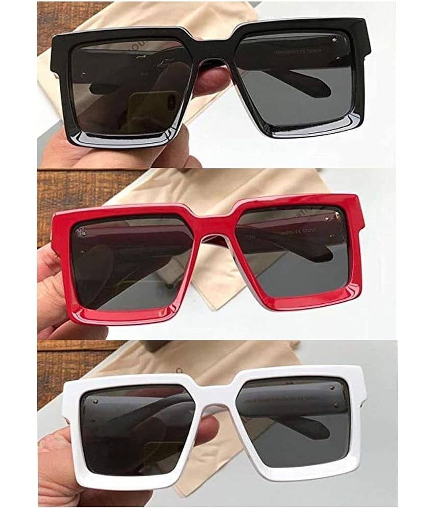 David Martin Multicolor Square Sunglasses ( Pack of 3 )