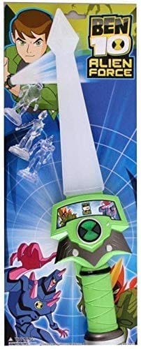 Nawani Ben 10 Sword-Lightning Toy for Kids-with Three Tiny Action Figures from Alien Force (Green)