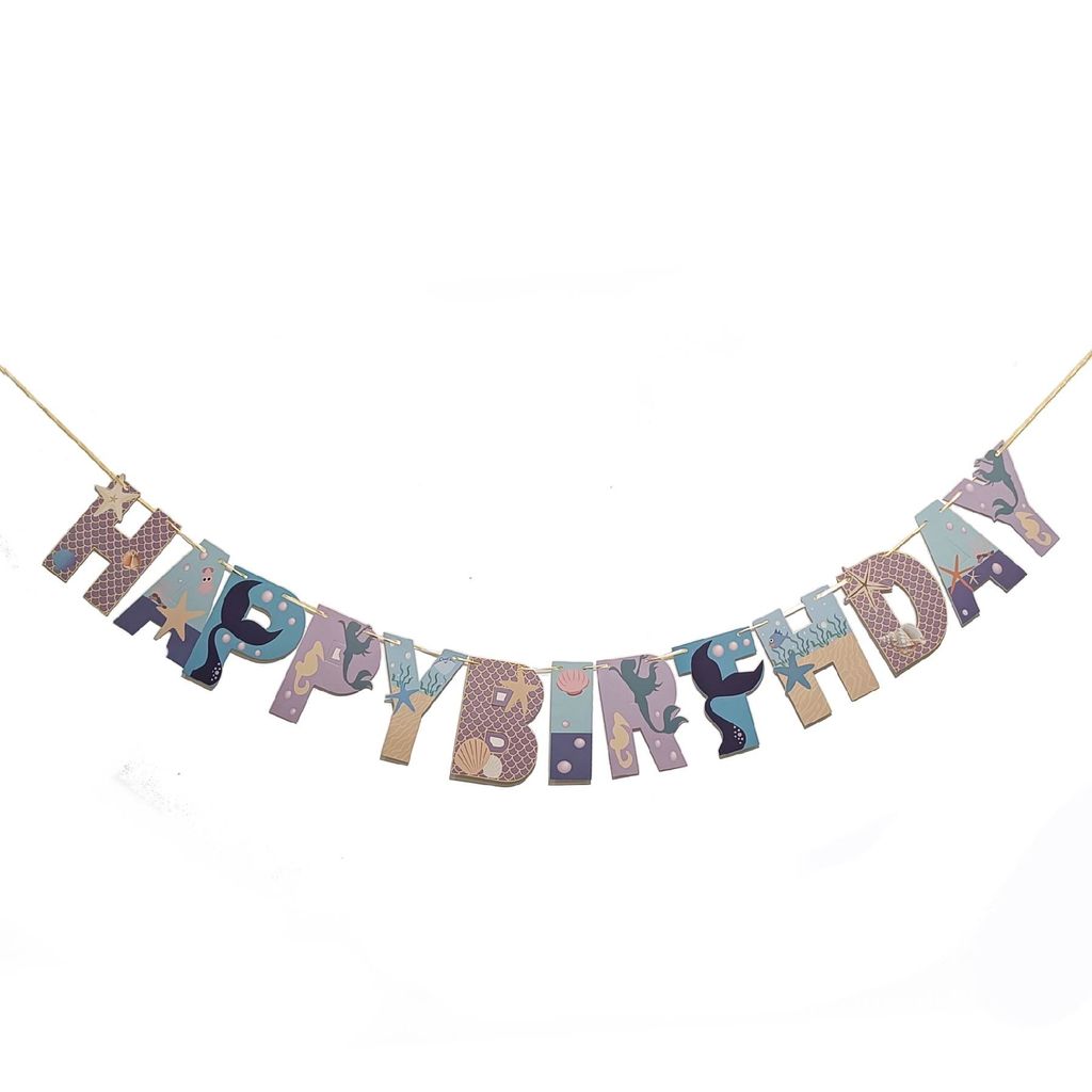 Mermaid Theme Happy Birthday Banner - 9FT - 1PC - Party and Festive Needs | Buy online on ZillyBuy