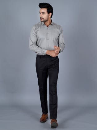 Regular Fit Men Black Trousers