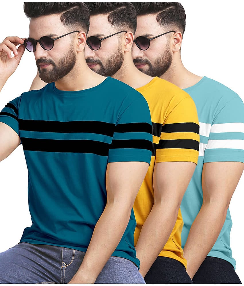 AUSK Pack of 3 Cotton Blend Regular Fit Men's T-Shirt ( Peach )