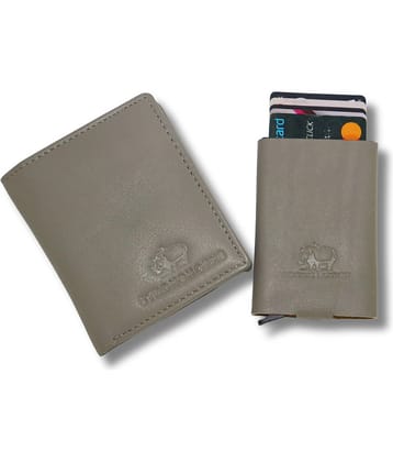 STRONG HORNS 100% Leather Solid Men's Regular Wallet With 10 Slots For Card ( Gray , Pack of 1 )