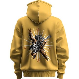 BULL CLOTHING Men's Astronaut Rocker Mustard Hoodie  Premium 280 GSM Fleece for Softness, Comfort, and Durability (M)