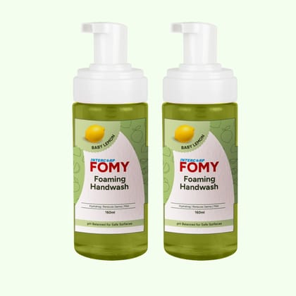 Intercorp Fomy Antibacterial Soft Refreshing Foam Hand Wash, 160 ml Each (Baby Lemon - Pack of 2)