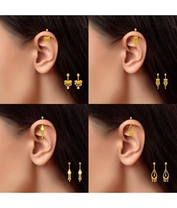 LUV FASHION Gold EarCuff Earrings ( Pack of 4 )