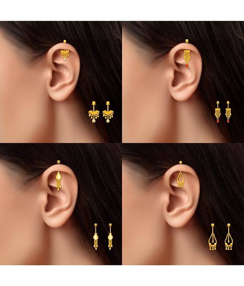 LUV FASHION Gold EarCuff Earrings ( Pack of 4 )