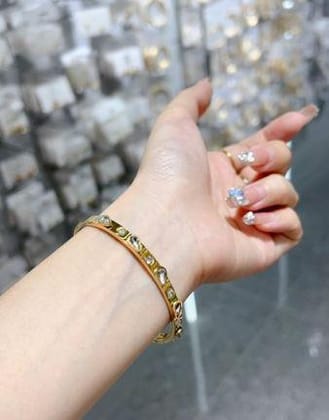 Stainless Steel Gold/Rosegold Plated Tear Drop Kada- STKD 4900