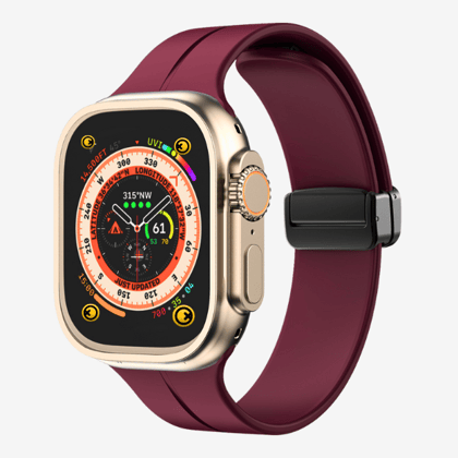Delhi - Soft Steel Magnetic Buckle Apple Watch Strap - Wine Red-Wine Red / 38/40/41mm