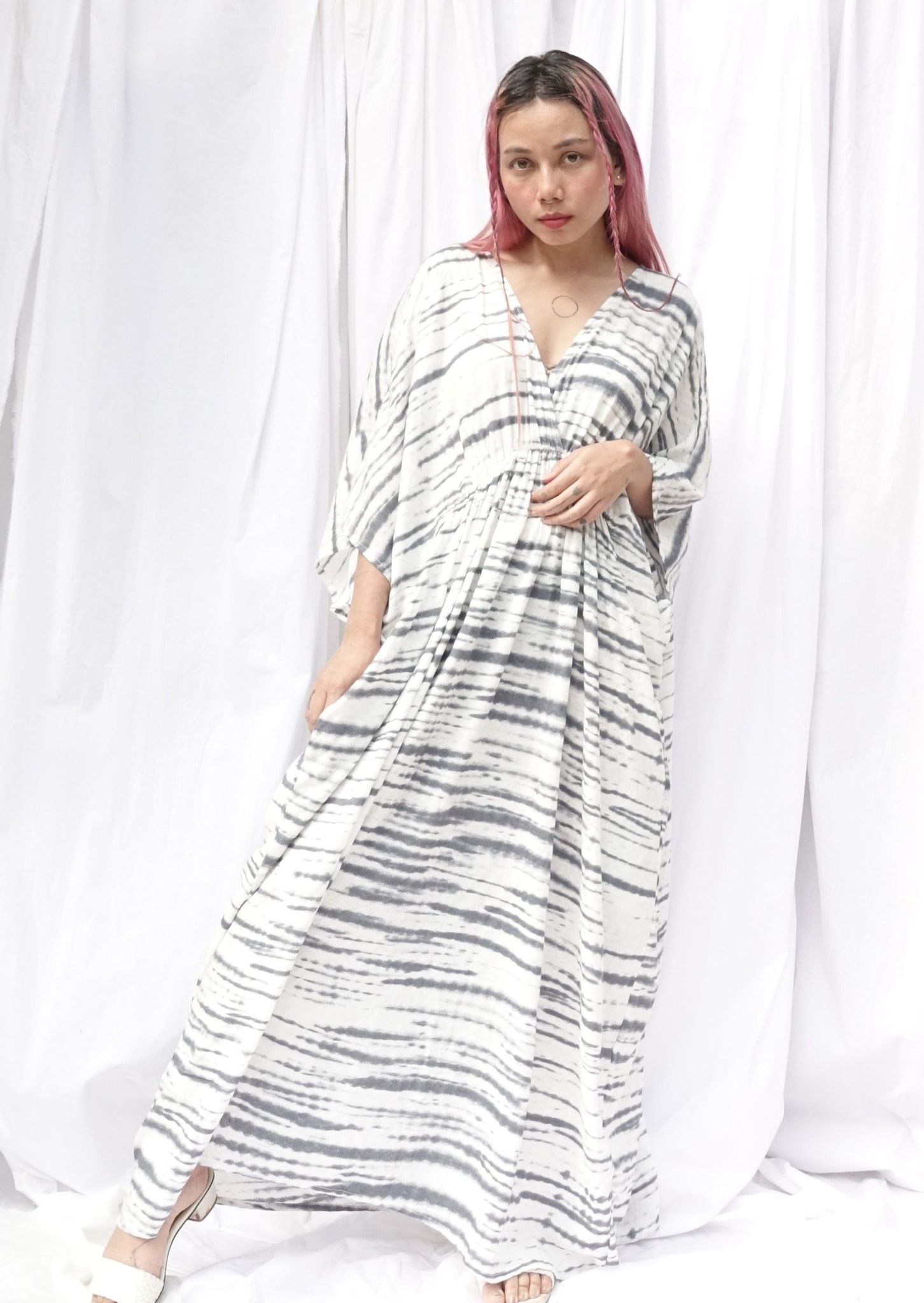 Myrah Dress (maxi length Relaxed fit)-White / XS