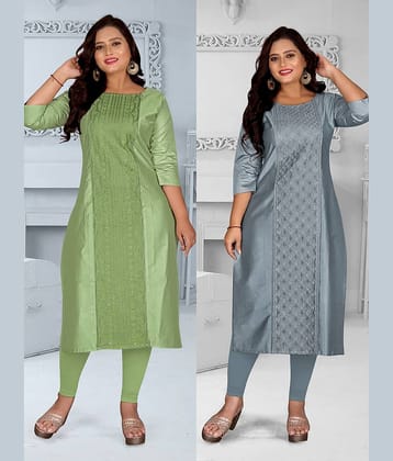 Hetsa Women Chanderi Embroidered A-line Kurti ( Multicolor )