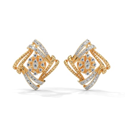 Zatia Silver Moissanite Earrings for Women | 22KT Gold Vermeil-Yellow Gold