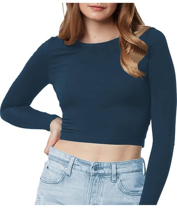 THE BLAZZE Women's Cotton Crop Top ( Blue )