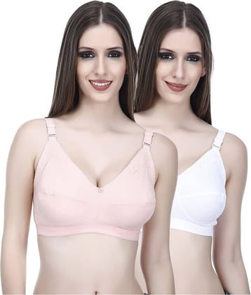 Elina Pack of 2 Cotton Non Padded Women's T-Shirt Bra ( Multi Color )