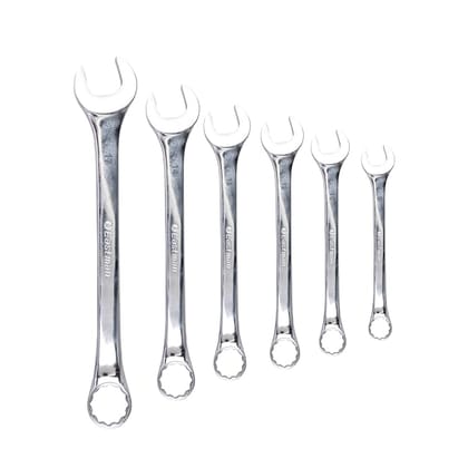 Eastman Combination Spanners - Recessed Panel, Kit-04-60M, Chrome Vanadium Steel, Chrome Plated Set of 6 pcs, Ring Spanner Set Wrench Set Tools (E-2004)