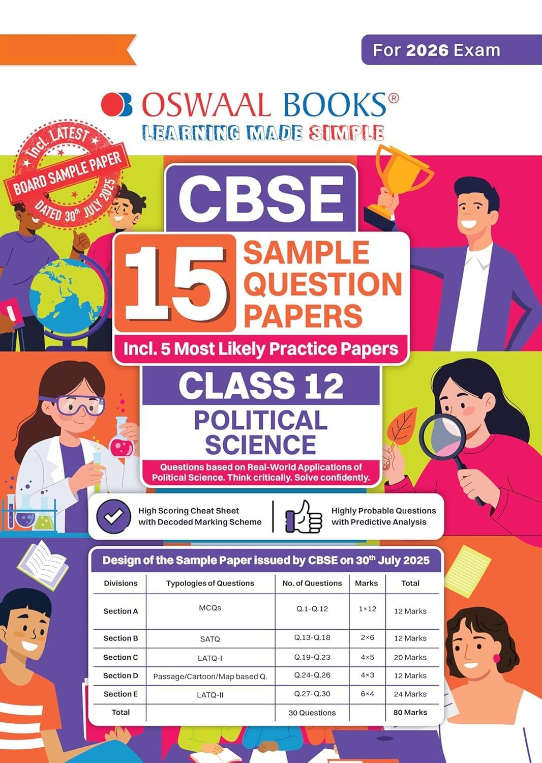 Oswaal CBSE 15 Sample Question Papers Class 12 Political Science for 2026 Board Exam (As per CBSE Sample Question Paper issued on 30 July 2025-oswaalspps12 [Paperback] Oswaal