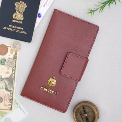 PERSONALISED TRAVEL WALLET - MAROON-Maroon