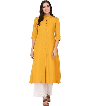 Pistaa Yellow Cotton A-line Kurti