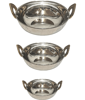 Dynore Stainless Steel Non coated Deep Kadhai 1 mm ( 0.7 ) L