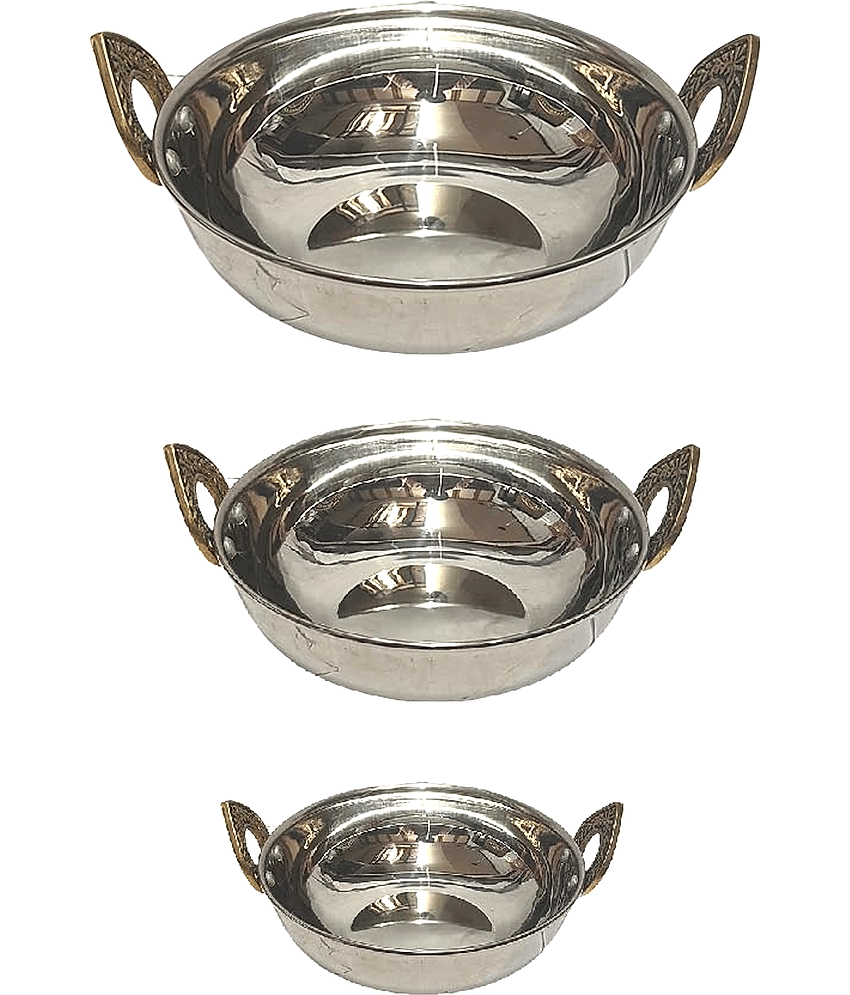 Dynore Stainless Steel Non coated Deep Kadhai 1 mm ( 0.7 ) L