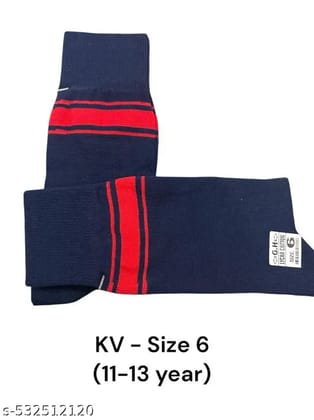 kendriya vidyalaya(KV) School Lycra Cotton Socks - Pack of 2 (11-13 Year)