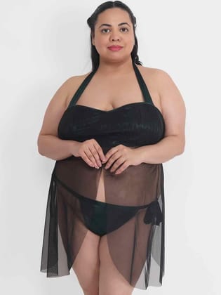 Plus Size Sexy Green Babydoll Bikini Dress with Panty for Honeymoon BB33Gb
