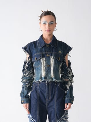 TOO-RIPPED CROPPED JACKET-XS