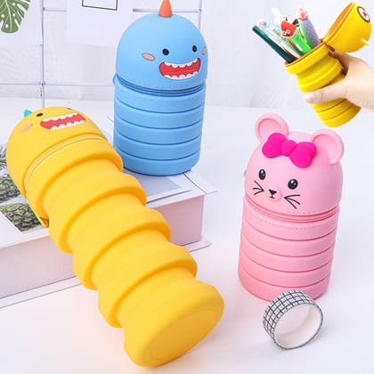 Spot HUNT Silicone Pencil Case for Kids - Pencil Pouch, Premium Animal Design Pencil Box silicone Art Plastic Pencil Box  (Set of 1, Multicolor)