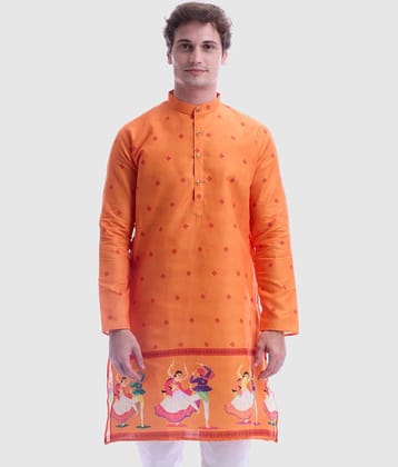 Maharaja Orange Cotton Men's Regular Kurta ( Pack of 1 )