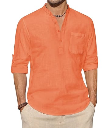 TrendiVastra Cream Cotton Blend Men's Shirt Style Kurta ( Pack of 1 )